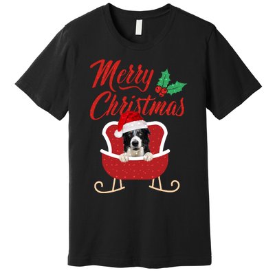 Border Collie Dog Merry Christmas Design For The Holiday Season! Premium T-Shirt