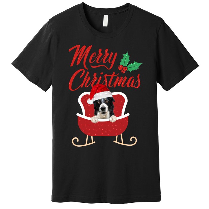 Border Collie Dog Merry Christmas Design For The Holiday Season! Premium T-Shirt