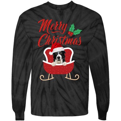 Border Collie Dog Merry Christmas Design For The Holiday Season! Tie-Dye Long Sleeve Shirt