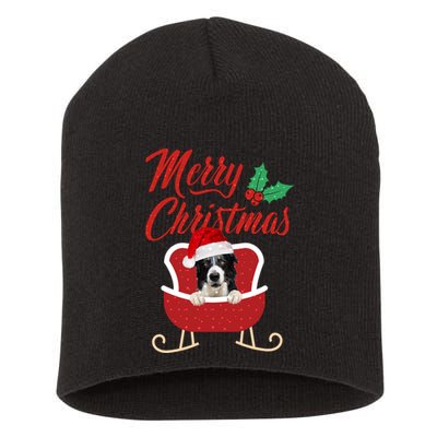 Border Collie Dog Merry Christmas Design For The Holiday Season! Short Acrylic Beanie