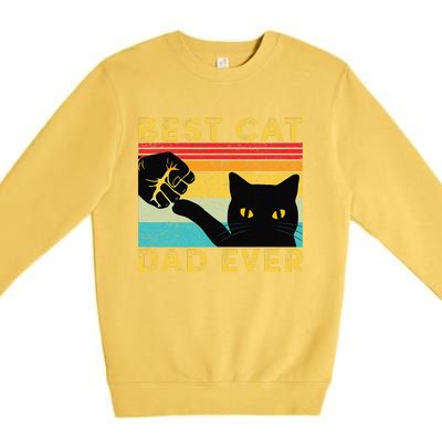 Best Cat Dad Ever Funny Cat Daddy Fist Bump Fathers Day Premium Crewneck Sweatshirt