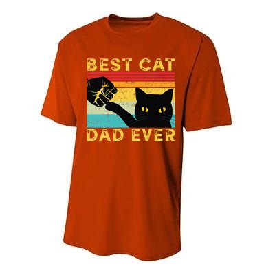 Best Cat Dad Ever Funny Cat Daddy Fist Bump Fathers Day Performance Sprint T-Shirt