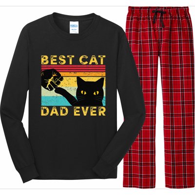 Best Cat Dad Ever Funny Cat Daddy Fist Bump Fathers Day Long Sleeve Pajama Set