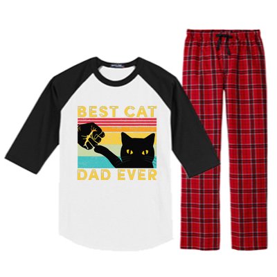 Best Cat Dad Ever Funny Cat Daddy Fist Bump Fathers Day Raglan Sleeve Pajama Set