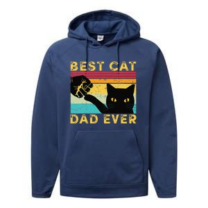 Best Cat Dad Ever Funny Cat Daddy Fist Bump Fathers Day Performance Fleece Hoodie