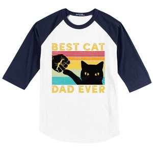 Best Cat Dad Ever Funny Cat Daddy Fist Bump Fathers Day Baseball Sleeve Shirt