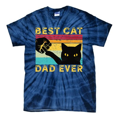 Best Cat Dad Ever Funny Cat Daddy Fist Bump Fathers Day Tie-Dye T-Shirt