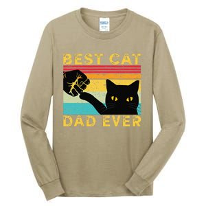 Best Cat Dad Ever Funny Cat Daddy Fist Bump Fathers Day Tall Long Sleeve T-Shirt