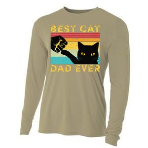 Best Cat Dad Ever Funny Cat Daddy Fist Bump Fathers Day Cooling Performance Long Sleeve Crew