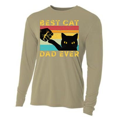 Best Cat Dad Ever Funny Cat Daddy Fist Bump Fathers Day Cooling Performance Long Sleeve Crew