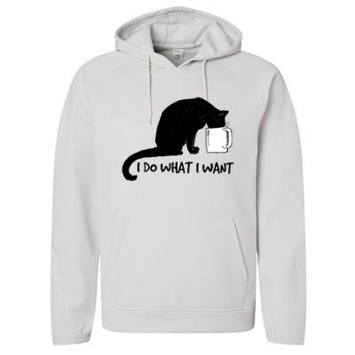 Black Cat Do What I Want Red Cup Funny My Cat Cute Gift Performance Fleece Hoodie