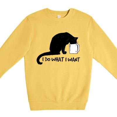 Black Cat Do What I Want Red Cup Funny My Cat Cute Gift Premium Crewneck Sweatshirt