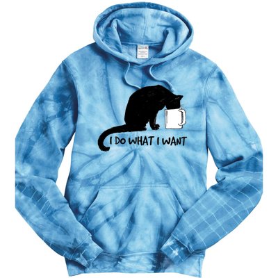 Black Cat Do What I Want Red Cup Funny My Cat Cute Gift Tie Dye Hoodie