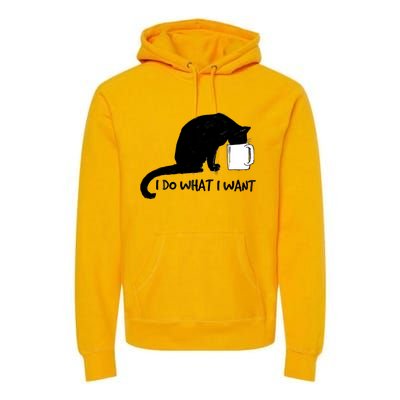 Black Cat Do What I Want Red Cup Funny My Cat Cute Gift Premium Hoodie