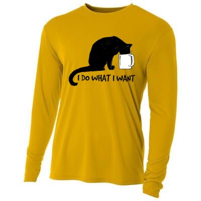 Black Cat Do What I Want Red Cup Funny My Cat Cute Gift Cooling Performance Long Sleeve Crew