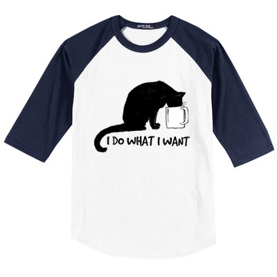 Black Cat Do What I Want Red Cup Funny My Cat Cute Gift Baseball Sleeve Shirt