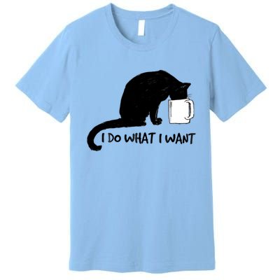 Black Cat Do What I Want Red Cup Funny My Cat Cute Gift Premium T-Shirt