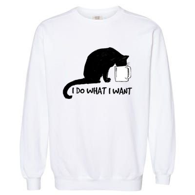 Black Cat Do What I Want Red Cup Funny My Cat Cute Gift Garment-Dyed Sweatshirt