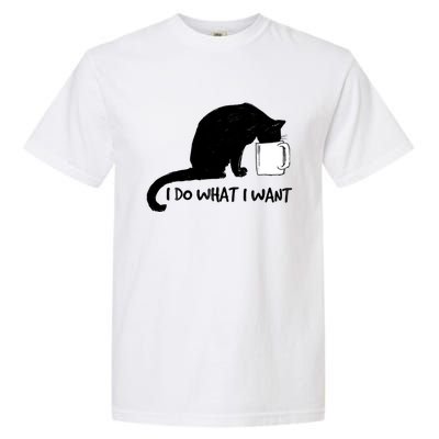 Black Cat Do What I Want Red Cup Funny My Cat Cute Gift Garment-Dyed Heavyweight T-Shirt