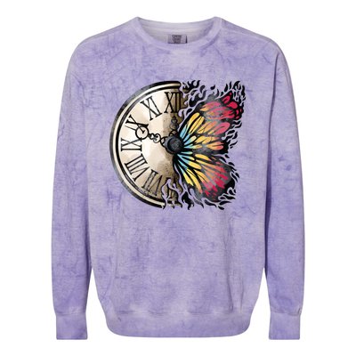 Butterfly Clock Design Colorblast Crewneck Sweatshirt