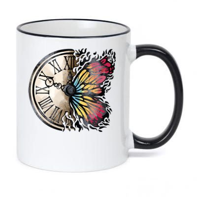 Butterfly Clock Design 11oz Black Color Changing Mug