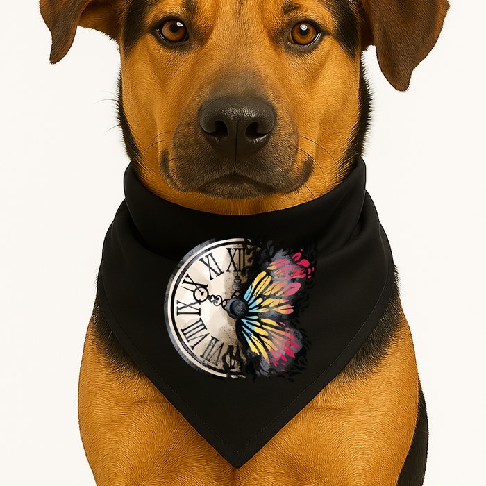 Butterfly Clock Design USA-Made Doggie Bandana