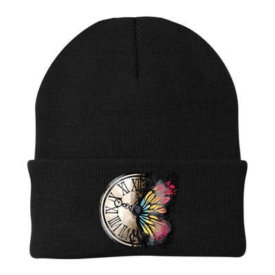 Butterfly Clock Design Knit Cap Winter Beanie
