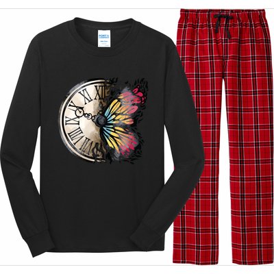 Butterfly Clock Design Long Sleeve Pajama Set