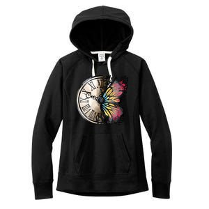 Butterfly Clock Design Women's Fleece Hoodie