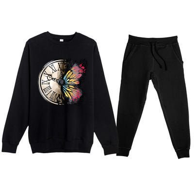 Butterfly Clock Design Premium Crewneck Sweatsuit Set