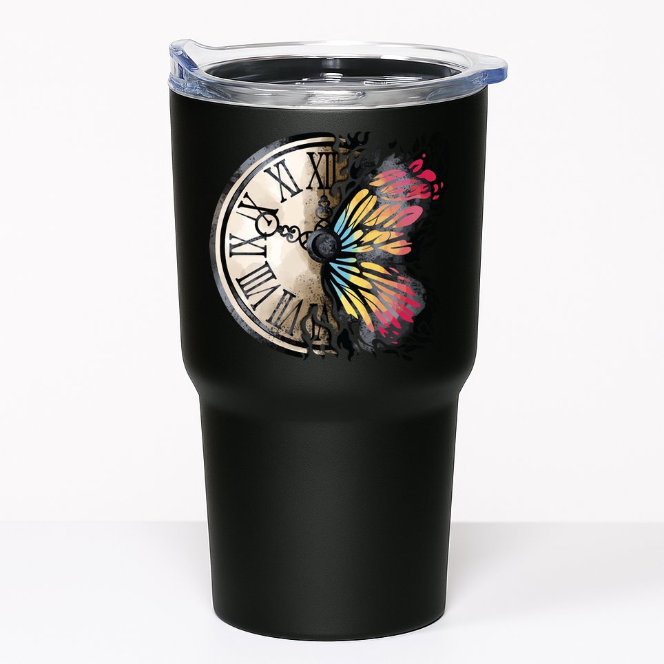 Butterfly Clock Design Tumbler