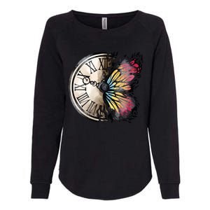 Butterfly Clock Design Womens California Wash Sweatshirt