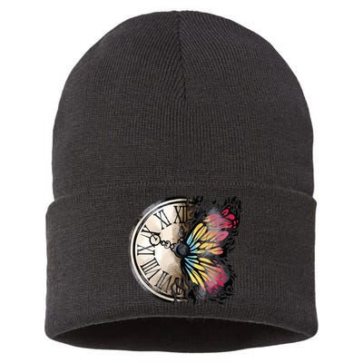 Butterfly Clock Design Sustainable Knit Beanie