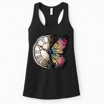 Butterfly Clock Design Womens Tank Top