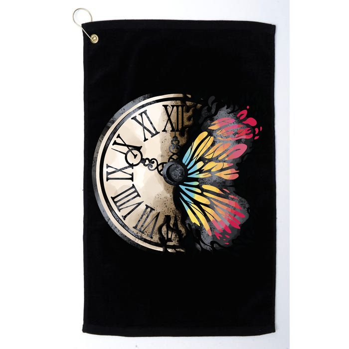 Butterfly Clock Design Golf Towel