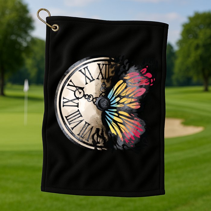 Butterfly Clock Design Golf Towel