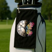 Butterfly Clock Design Golf Towel