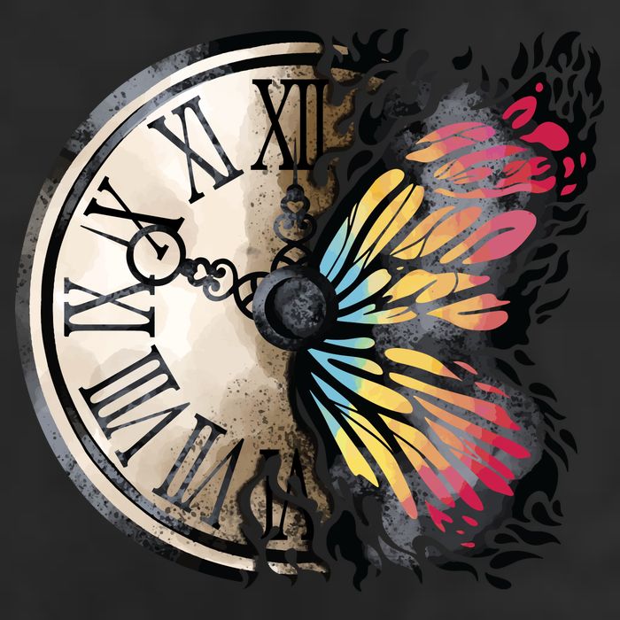 Butterfly Clock Design Golf Towel