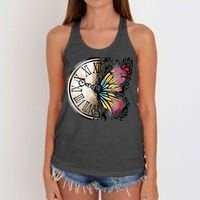 Butterfly Clock Design Women's Knotted Racerback Tank