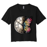 Butterfly Clock Design Crop Top