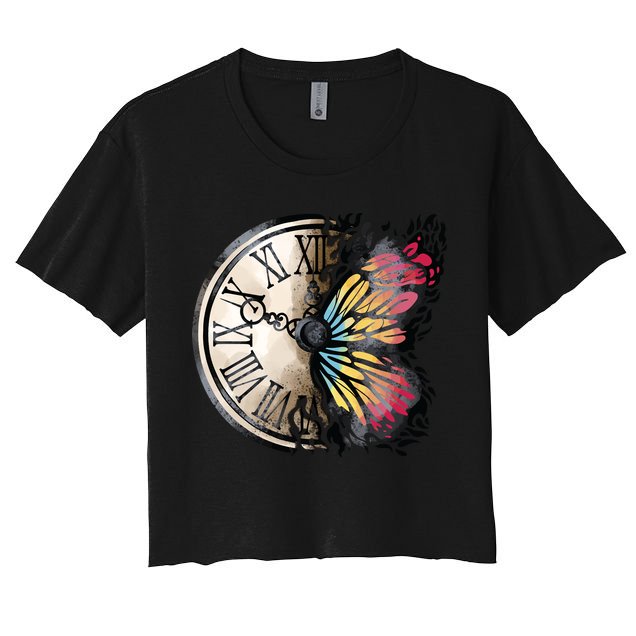 Butterfly Clock Design Crop Top