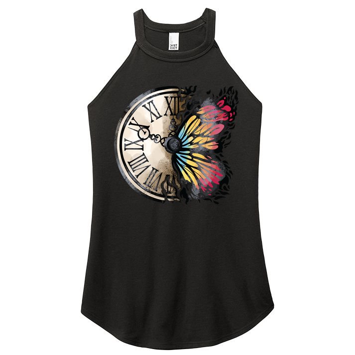 Butterfly Clock Design Women's Perfect Tri Rocker Tank