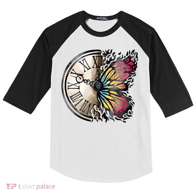 Butterfly Clock Design Kids Colorblock Raglan Jersey