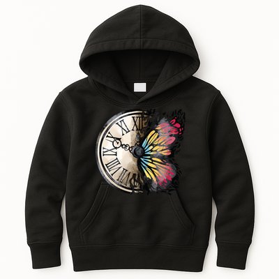 Butterfly Clock Design Kids Hoodie