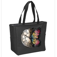 Butterfly Clock Design Zip Tote Bag