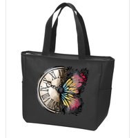 Butterfly Clock Design Zip Tote Bag