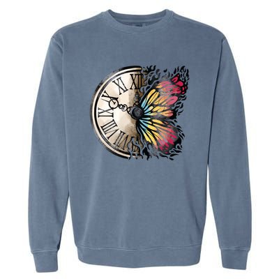 Butterfly Clock Design Garment-Dyed Sweatshirt