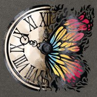 Butterfly Clock Design Cotton Canvas Backpack