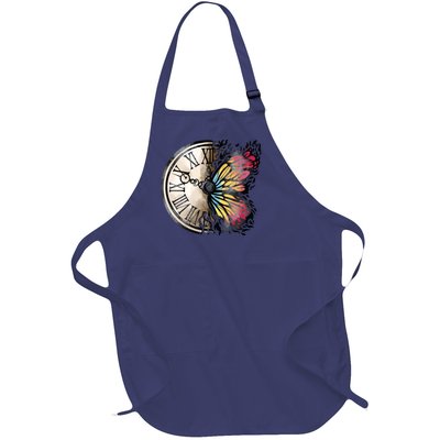 Butterfly Clock Design Full-Length Apron With Pockets