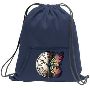 Butterfly Clock Design Sweatshirt Cinch Pack Bag